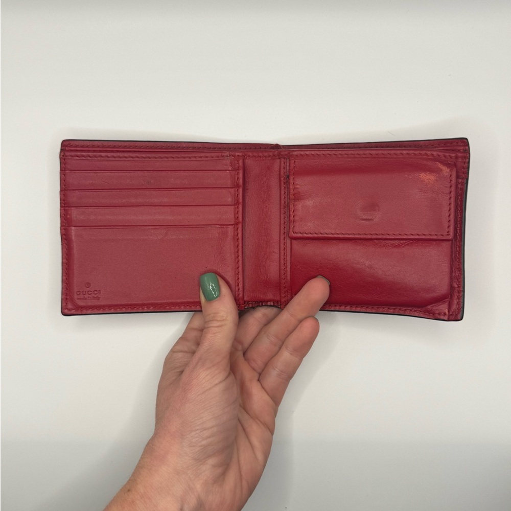 Gucci Guccissima Red Bifold Leather Wallet - Picture 4 of 8